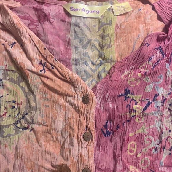 Cropped Rayon Funky Summer Blouse - Picture 3 of 4